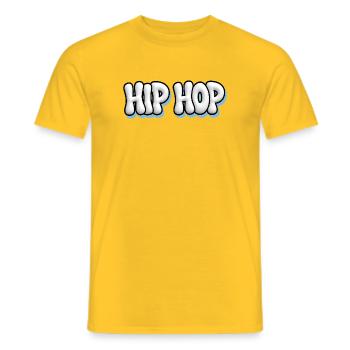 HIP HOP - White Bubble 3D Graffiti Oldschool - Men's T-Shirt - yellow - Front - AI Model Male 178 dark (178cm)