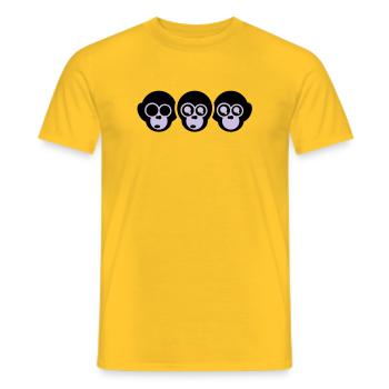 the three monkeys - Men's T-Shirt - yellow - Front - AI Model Male 178 dark (178cm)
