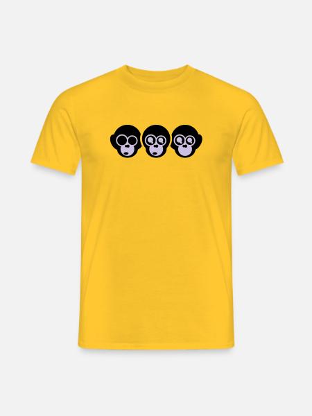 trois singes - T-shirt homme - jaune