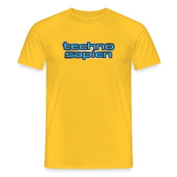 Techno Sapien - Men's T-Shirt - yellow - Front - AI Model Male 178 dark (178cm)