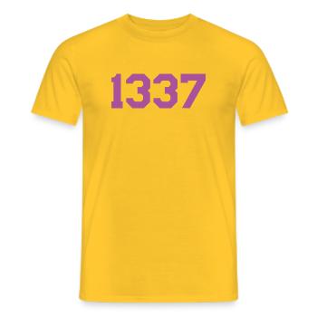 1337 Pink - Men's T-Shirt - yellow - Front - AI Model Male 178 dark (178cm)