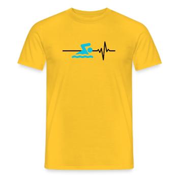 Schwimmen ist mein Leben, Herzschlag, Triathlon - Männer T-Shirt - Gelb - Vorne - AI Model Male 178 dark (178cm)