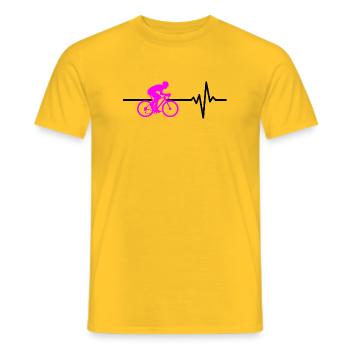 ROAD BIKE RIDING BIKE HEARTBEAT PINK BIKE - Men's T-Shirt - yellow - Front - AI Model Male 178 dark (178cm)