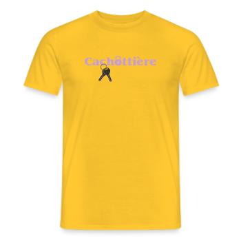 Cachottière Clés et Mystère - T-shirt homme - jaune - Devant - AI Model Male 178 dark (178cm)