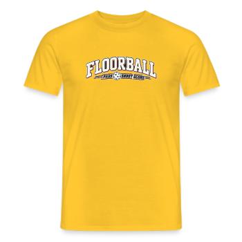 Floorball Pass Schuss Score - Männer T-Shirt - Gelb - Vorne - AI Model Male 178 dark (178cm)