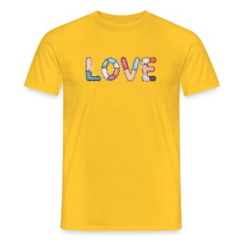 Love Patchwork Nähen Handarbeit Design - Männer T-Shirt - Gelb - Vorne - AI Model Male 178 dark (178cm)