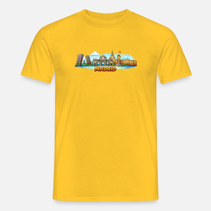 Città Skyline di Madrid - T-shirt uomo - giallo
