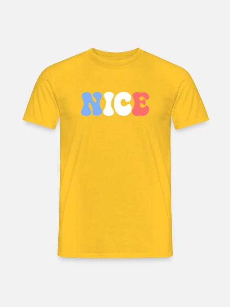 SCHÖNE Pastellblau, weiße, rote Blasen - Männer T-Shirt - Gelb
