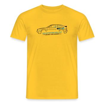 Youngtimer Coupe 90er Retro Tuning Style Classic  - Männer T-Shirt - Gelb - Vorne - AI Model Male 178 dark (178cm)