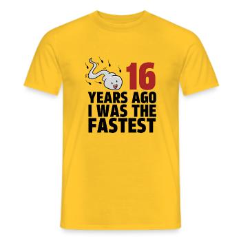 16 Years Ago I Was The Fastest - Men's T-Shirt - yellow - Front - AI Model Male 178 dark (178cm)