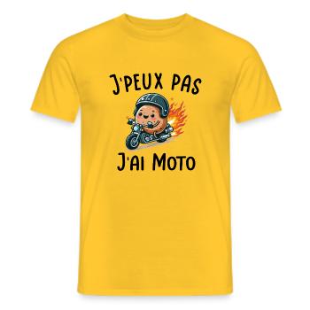 J'peux pas j ai moto - T-shirt homme - jaune - Devant - AI Model Male 178 dark (178cm)