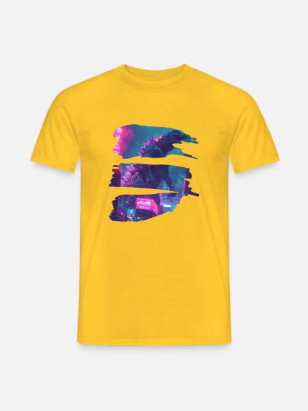 Neonzilla – When Tokyo Burns - Men's T-Shirt - yellow
