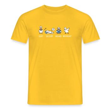 Mange, Dors, Lis, Répétez – Drôle de rat de bibliothèque - T-shirt homme - jaune - Devant - AI Model Male 178 dark (178cm)