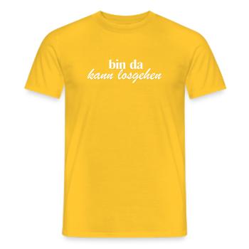 bin da kann losgehen weiß - Männer T-Shirt - Gelb - Vorne - AI Model Male 178 dark (178cm)