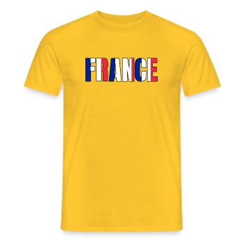 France Typographie Tricolore - T-shirt homme - jaune - Devant - AI Model Male 178 dark (178cm)