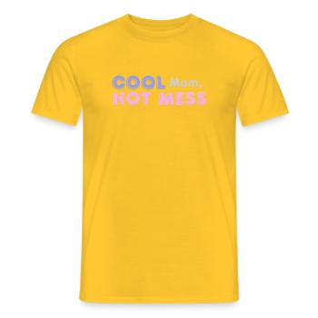 Cool Mom Hot Mess Funny Mom Design - Men's T-Shirt - yellow - Front - AI Model Male 178 dark (178cm)