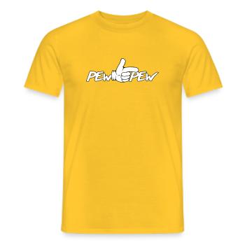 PewPew Handheld Laser Retro Graphic - Men's T-Shirt - yellow - Front - AI Model Male 178 dark (178cm)