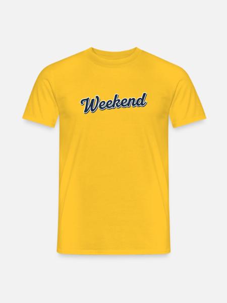 Weekend Blau Outline Script - Männer T-Shirt - Gelb
