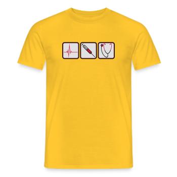 arzt 3 button spritze logo Stethoskop abhoeren her - Männer T-Shirt - Gelb - Vorne - AI Model Male 178 dark (178cm)