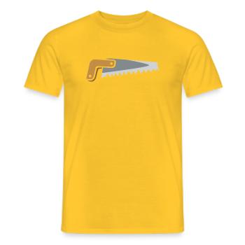 Illustration de scie de style bande dessinée - Graphique d’outil - T-shirt homme - jaune - Devant - AI Model Male 178 dark (178cm)