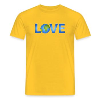 Planète Bleue Terre en lettrage LOVE - T-shirt homme - jaune - Devant - AI Model Male 178 dark (178cm)