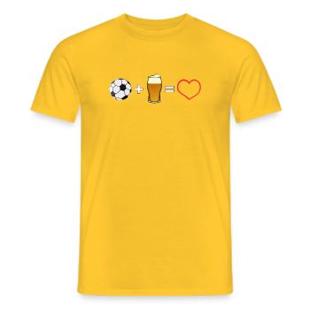 Football plus beer equals love - Men's T-Shirt - yellow - Front - AI Model Male 178 dark (178cm)