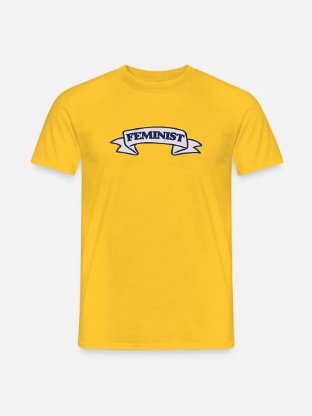 Feministisches Wappen-Banddesign - Männer T-Shirt - Gelb