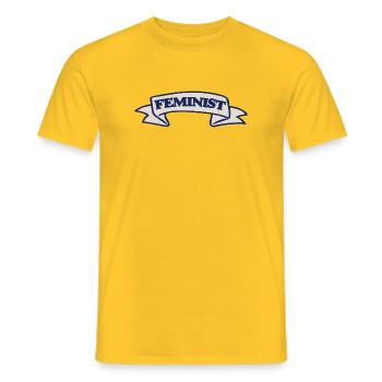 Feminist Banner Pride - Men's T-Shirt - yellow - Front - AI Model Male 178 dark (178cm)