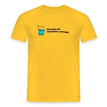 Glass fully empty - Men's T-Shirt - yellow - Front - AI Model Male 178 dark (178cm)