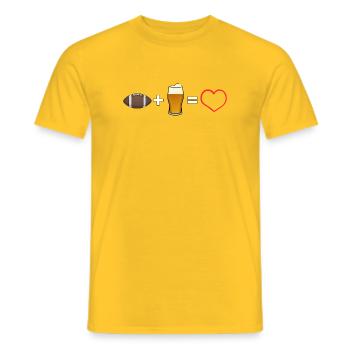 American Football Beer Heart - Men's T-Shirt - yellow - Front - AI Model Male 178 dark (178cm)