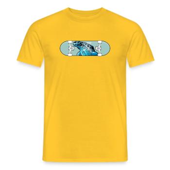 Blue Frog auf Skateboard - Männer T-Shirt - Gelb - Vorne - AI Model Male 178 dark (178cm)