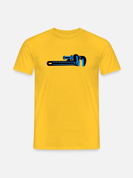 Pipe Wrench Tool Plumber - Men's T-Shirt - yellow