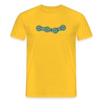 Fahrradkette Ride On Blau Radfahrer Geschenk - Männer T-Shirt - Gelb - Vorne - AI Model Male 178 dark (178cm)