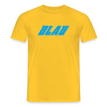 Blau Abstraktes blauer Energiefluss - Männer T-Shirt - Gelb - Vorne - AI Model Male 178 dark (178cm)