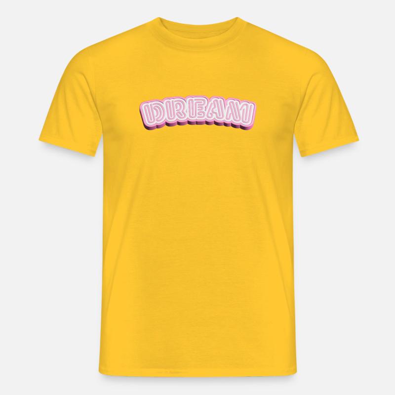 Typographie 3D de rêve - Conception de mots 3D en blanc et rose - T-shirt homme - jaune