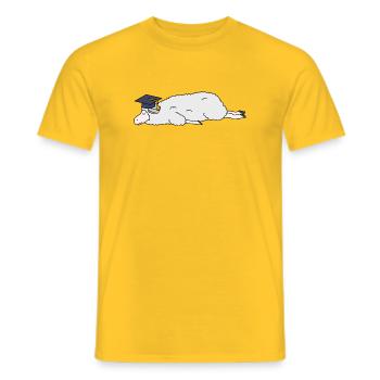 Cute Sleeping Sheep Graduation Cap Lazy College Gr - Men's T-Shirt - yellow - Front - AI Model Male 178 dark (178cm)