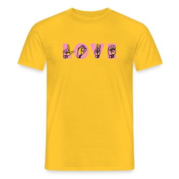 Love Hand Zeichen-Glyphen - Männer T-Shirt - Gelb - Vorne - AI Model Male 178 dark (178cm)