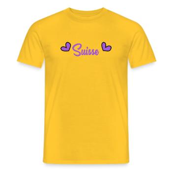 SCHWEIZ. HUMOR. LAND. FLAGGE. GENF - Männer T-Shirt - Gelb - Vorne - AI Model Male 178 dark (178cm)
