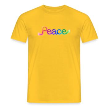 Farbige Peace-Schrift im Pfeildesign - Männer T-Shirt - Gelb - Vorne - AI Model Male 178 dark (178cm)