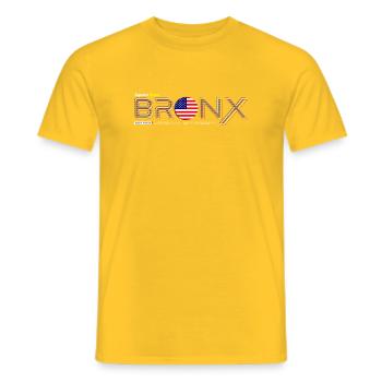 Symbole de la ville en bronze avec drapeau américain - T-shirt homme - jaune - Devant - AI Model Male 178 dark (178cm)