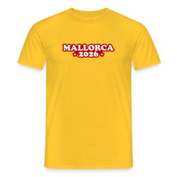 Mallorca 2026 - Men's T-Shirt - yellow - Front - AI Model Male 178 dark (178cm)