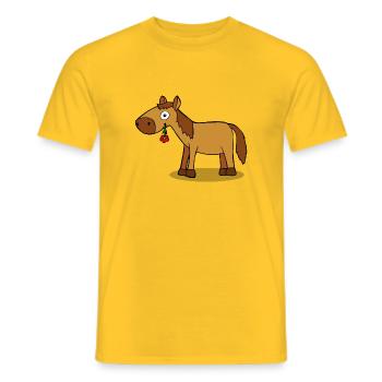 Pferd mit Blume - Comic - Männer T-Shirt - Gelb - Vorne - AI Model Male 178 dark (178cm)