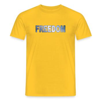 Freedom Typography Statement Design - Men's T-Shirt - yellow - Front - AI Model Male 178 dark (178cm)