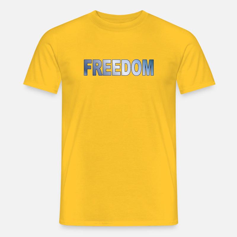 Freedom Typografie Statement Design - Männer T-Shirt - Gelb