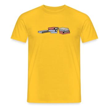Stack of Video Cassette Tapes from the 80s and 900 - Men's T-Shirt - yellow - Front - AI Model Male 178 dark (178cm)