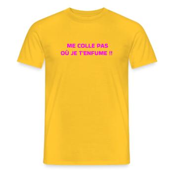 Me Colle Pas Où Je T'enfume  - T-shirt homme - jaune - Devant - AI Model Male 178 dark (178cm)