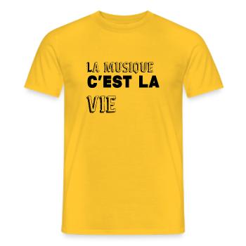 idée cadeau La musique c'est la vie T-shirts - T-shirt homme - jaune - Devant - AI Model Male 178 dark (178cm)