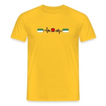 Vlieland Pulse Logo – Island Style - Men's T-Shirt - yellow - Front - AI Model Male 178 dark (178cm)