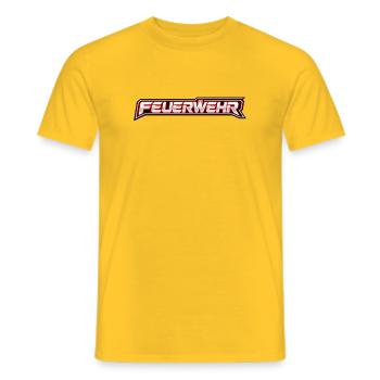 Feuerwehr Neon-Schriftzug - Männer T-Shirt - Gelb - Vorne - AI Model Male 178 dark (178cm)