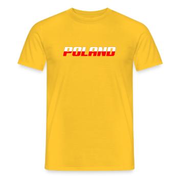 POLAND inscription white and red Poland Patriotism - Men's T-Shirt - yellow - Front - AI Model Male 178 dark (178cm)